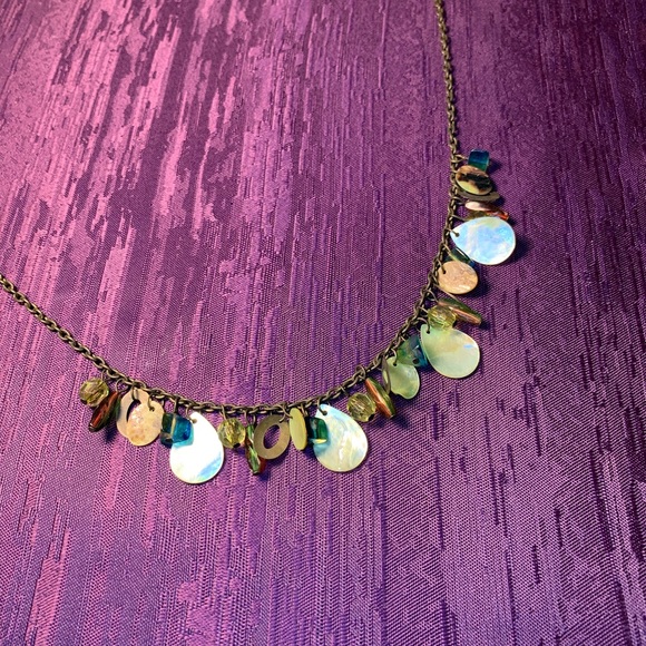 2/$20 Blue Yellow Glass Beads MOP Shell Necklace - Picture 3 of 9